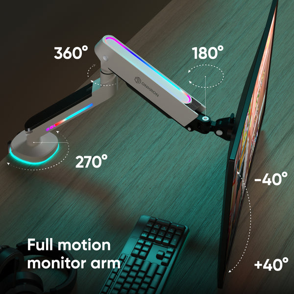 Gaming Monitor Arm with RGB Smart Lighting ONKRON GM25, White