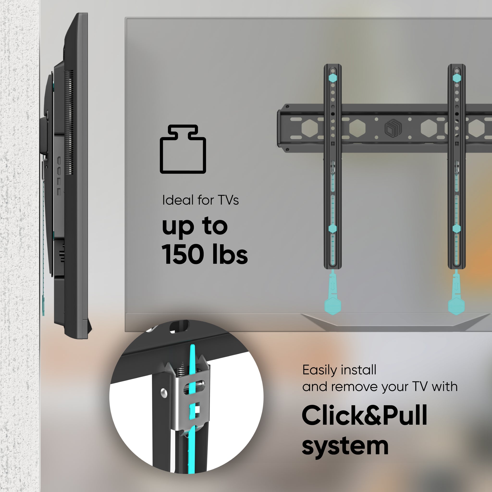 Fixed TV Wall Mount for 35-65 inch TVs ONKRON FM5, Black