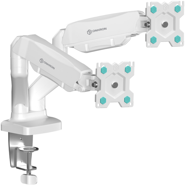 Desk Mount 2 x 13"-32" max load 18 lbs, Tilt-Swivel, with Rotation, White G160