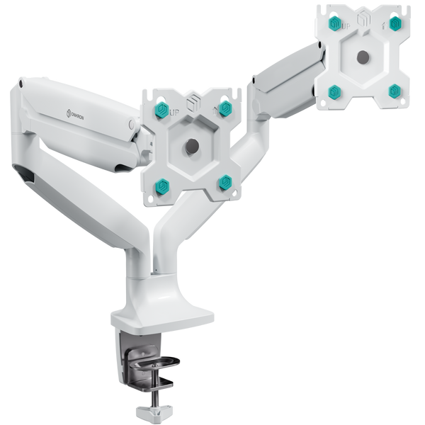 Desk Mount for Two Monitors 13"-32" max 20 lbs, Tilt-Swivel, with Rotation, White G200