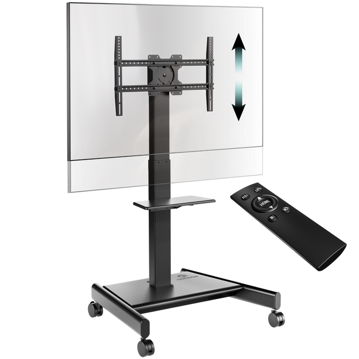 ONKRON motorized mobile stand for 43"-75" TVs or interactive displays, with screen rotation up to 90°, max.154.3 lbs, black, TS1552E