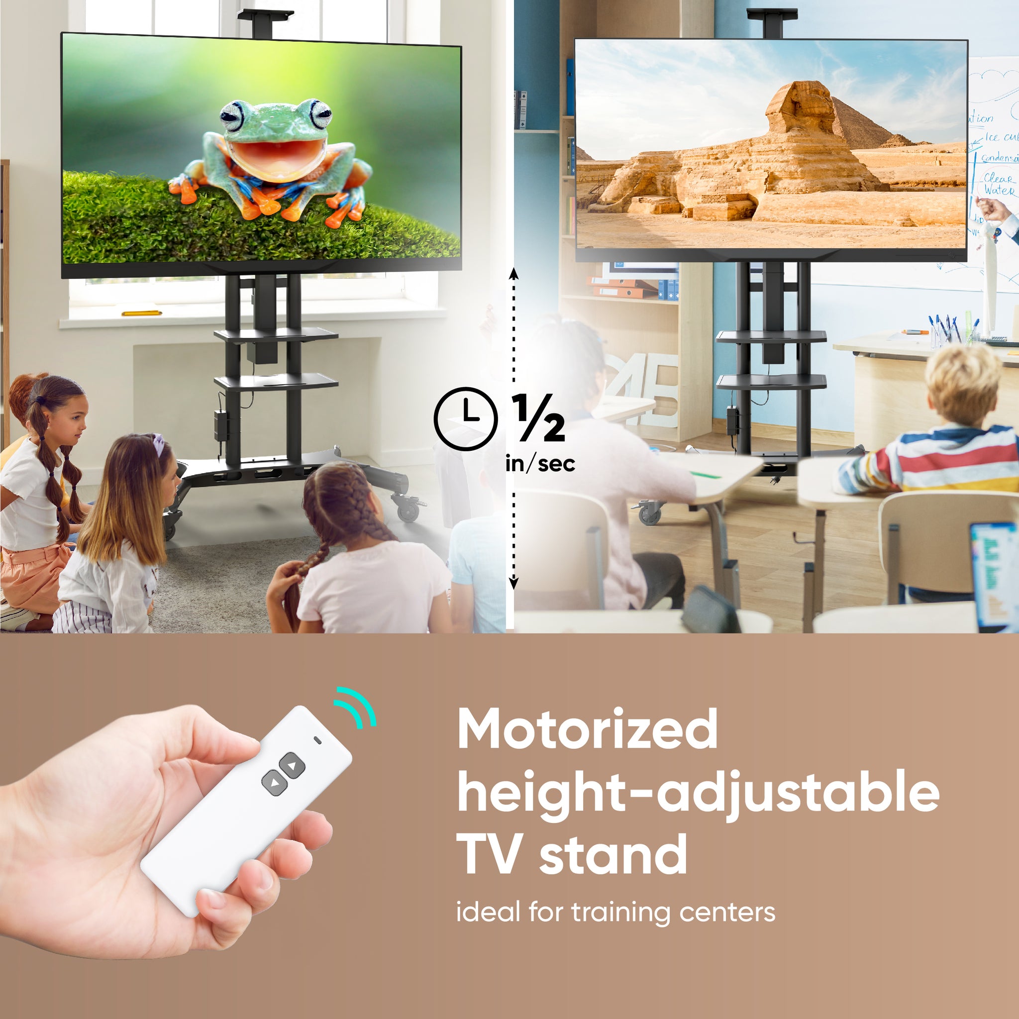 ONKRON TS1881-eLift Motorized TV Stand 50–86″, up to 200 lbs