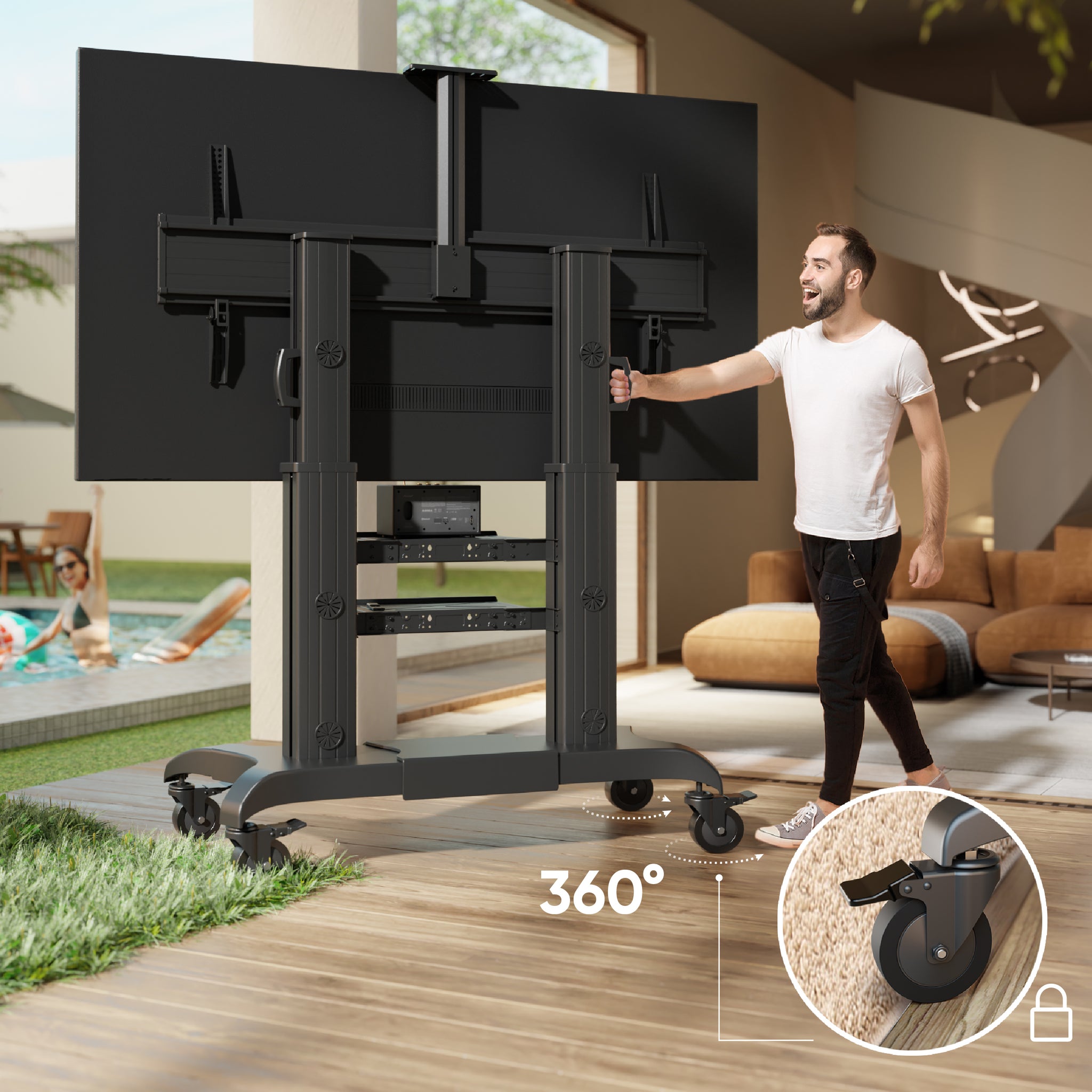 Mobile Rolling TV Stand for 60-100